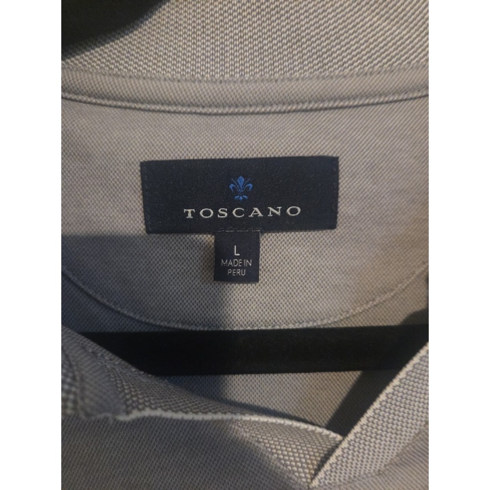 Toscano Grey‎ Collared Polo, Men's Large Shirt, Short Sleeve, Casual, Golf - Picture 3 of 7